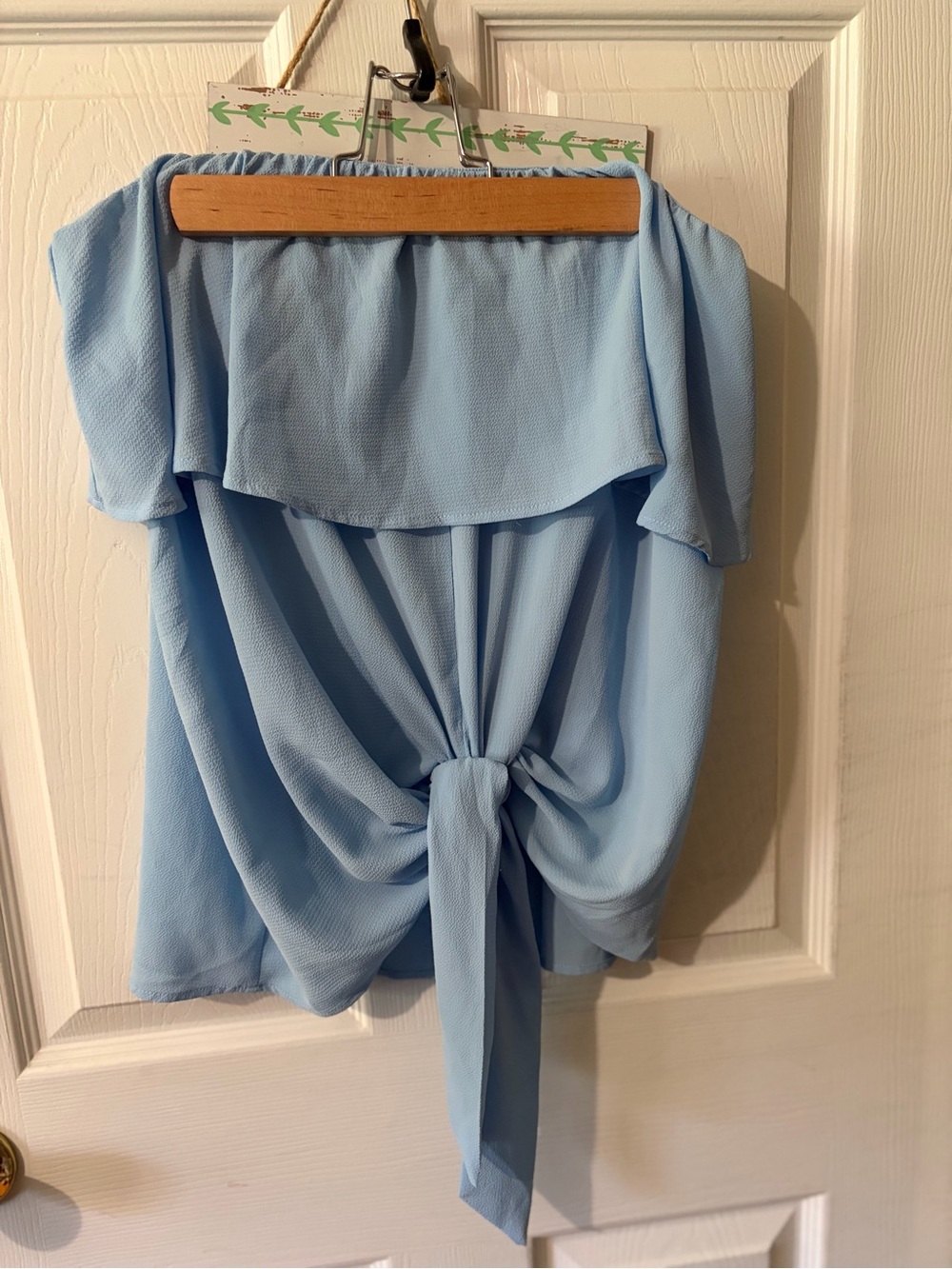 Light Blue Strapless Tie-Front Women's Top